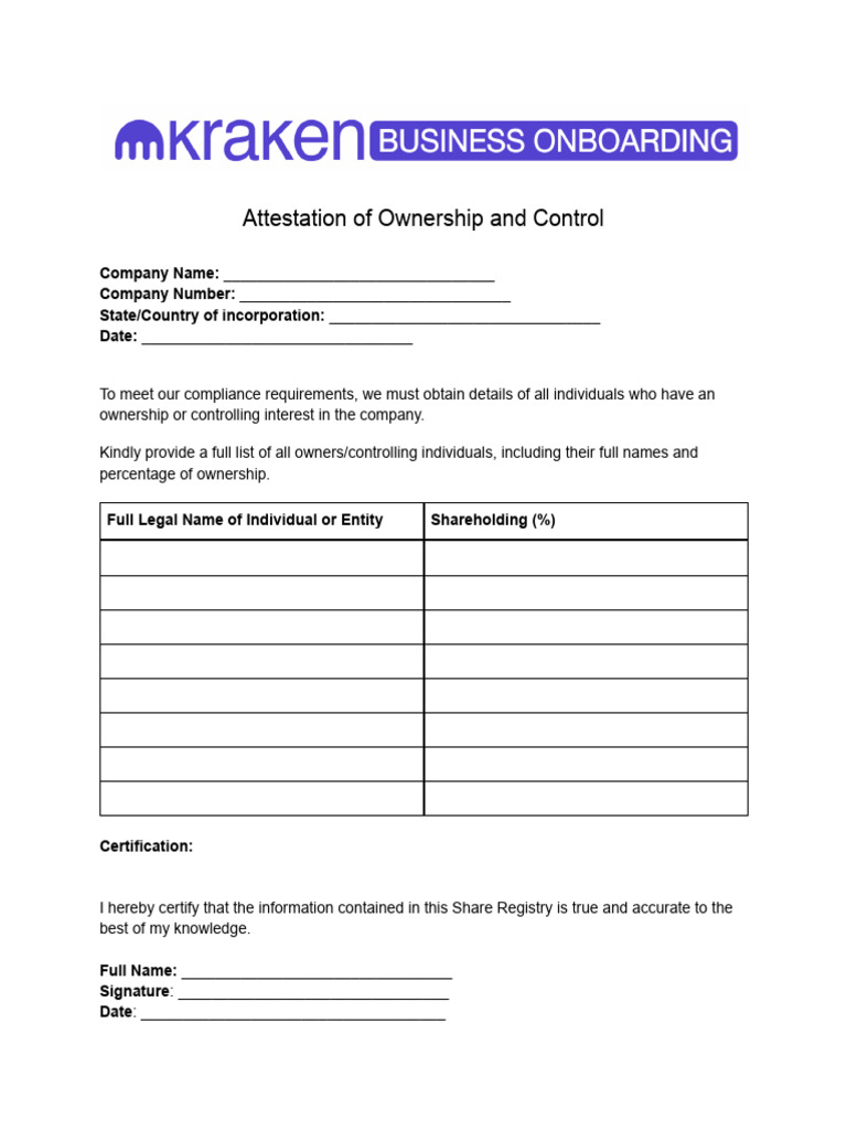 Ownership and Control Attestation Form | PDF