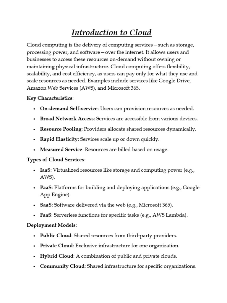 Cloud Computing Overview and Models | PDF | Cloud Computing | Software ...