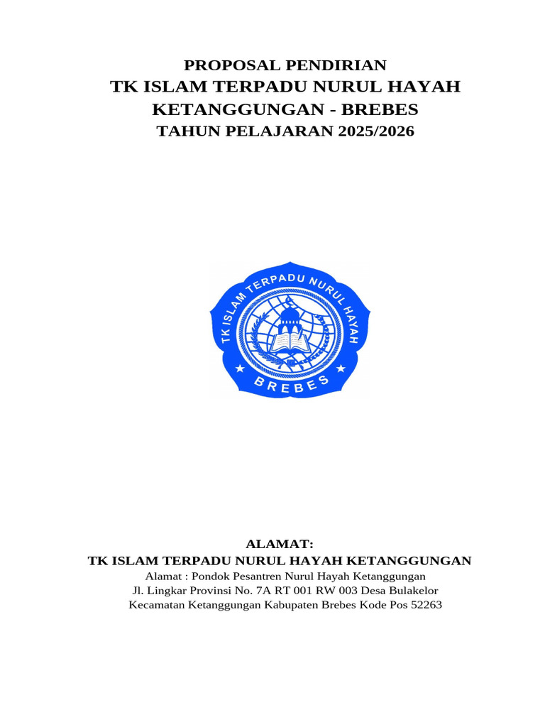 Proposal Pendirian TK Islam Terpadu Brebes | PDF