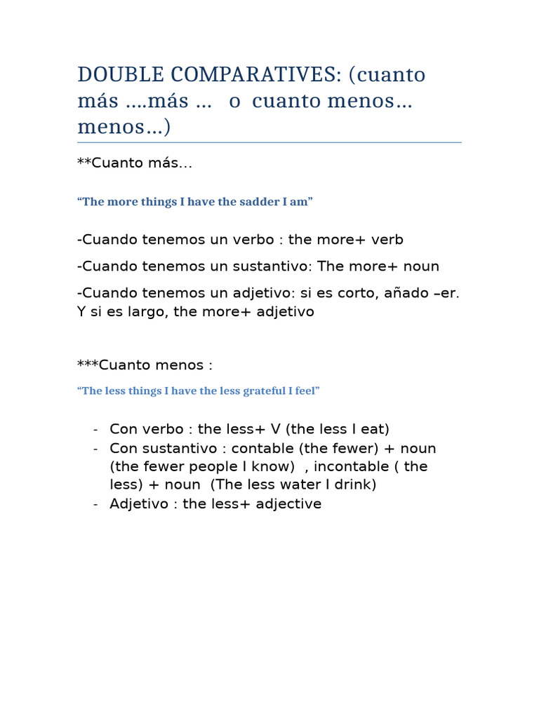 Comparativos Dobles en Inglés | PDF
