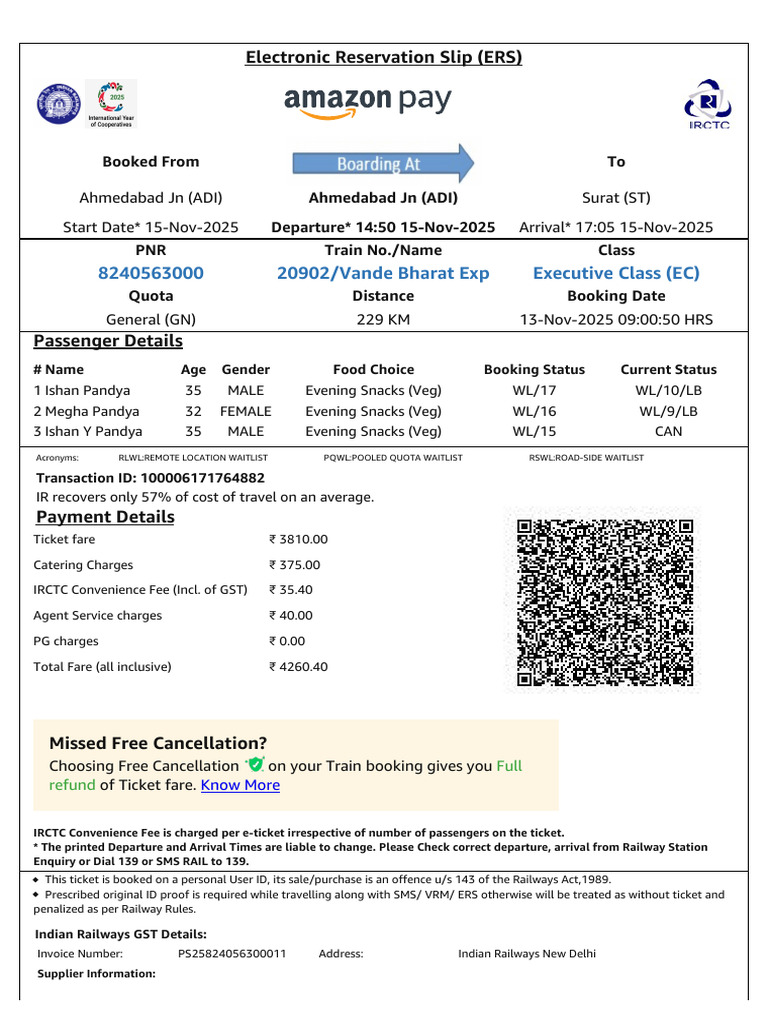 Train Ticket Booking Payment Summary | PDF | Identity Document | Payments