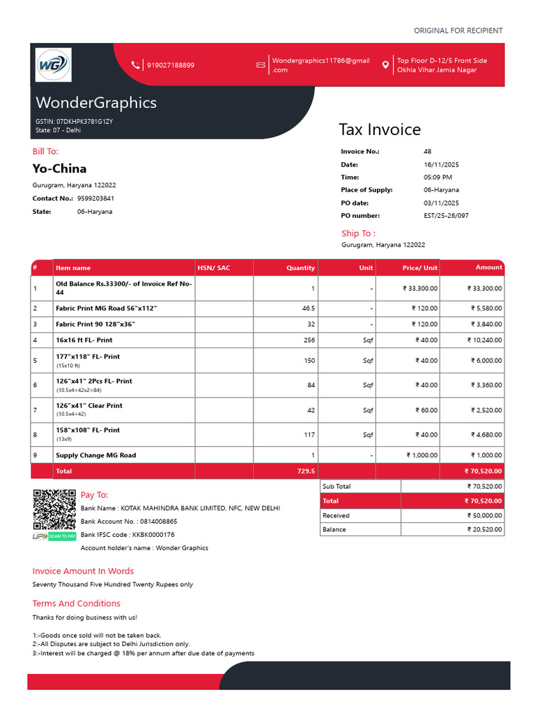 Tax Invoice for WonderGraphics Services | PDF | Invoice | Rupee