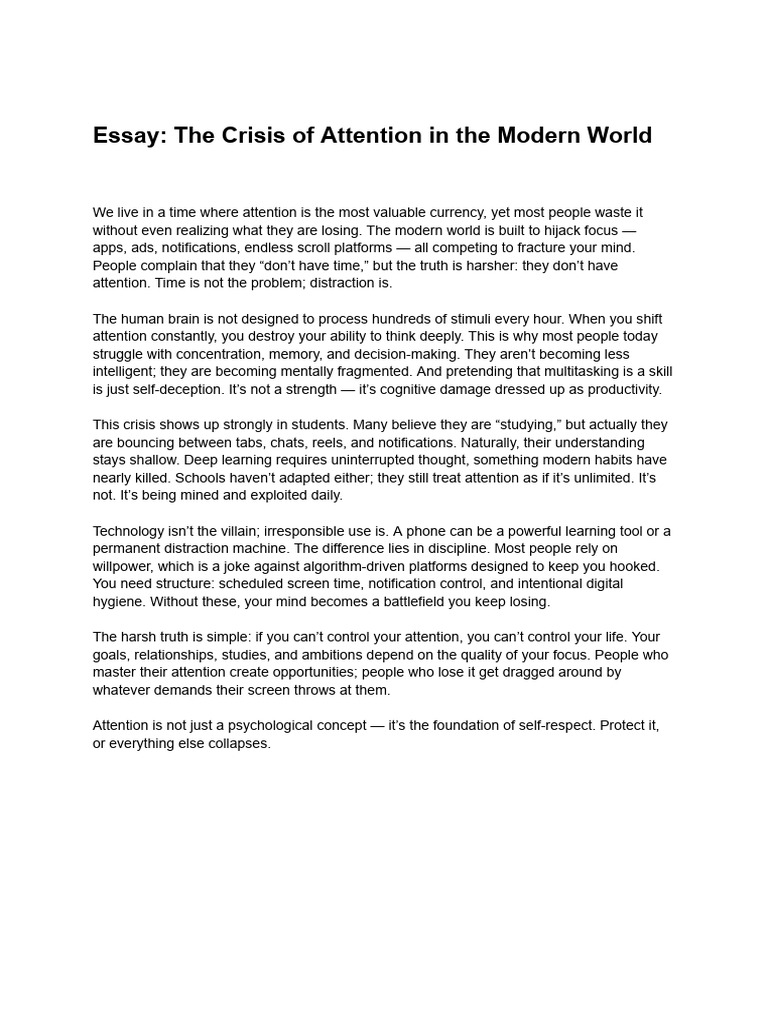 Attention Crisis in the Digital Age | PDF