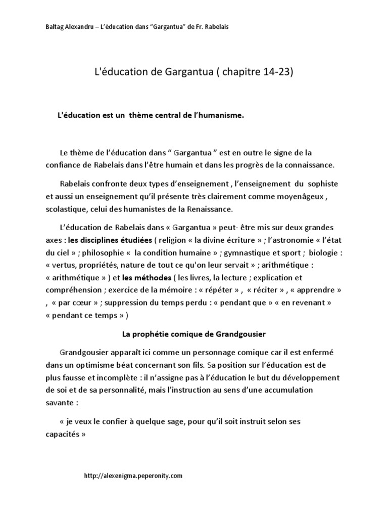 Dissertation Gargantua Rire Et Savoir Pdf