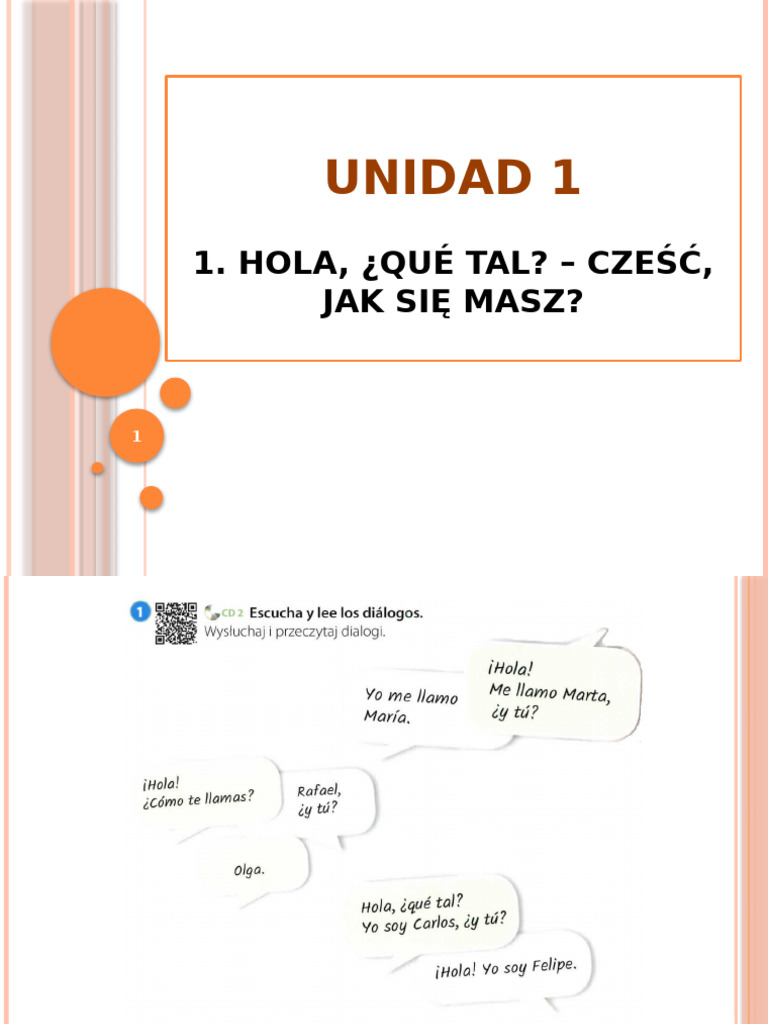 Lekcja 1.1 - Hola Que Tal | PDF