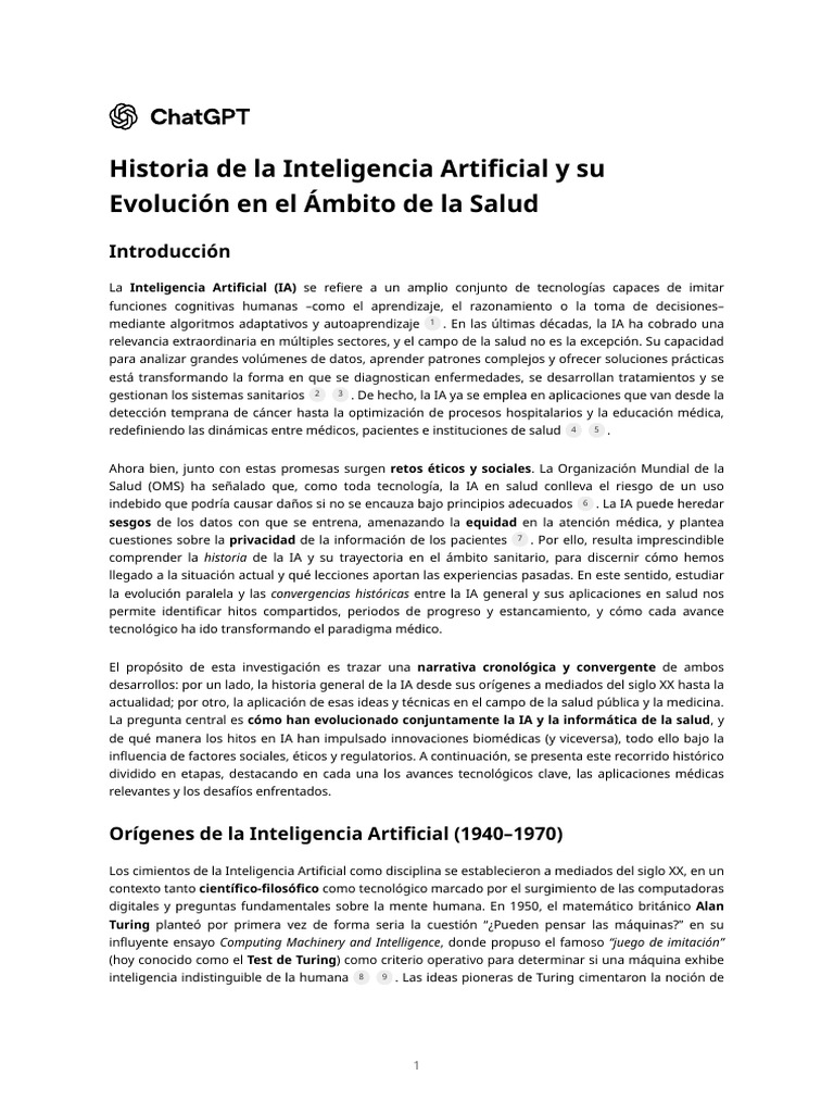 Evolución de la IA en Salud: Historia y Retos | PDF | Inteligencia ...