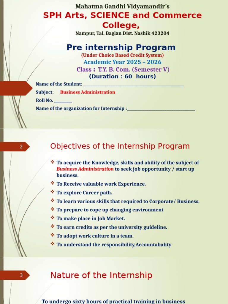 Business Administration Internship Program | PDF | Internship | Job Hunting