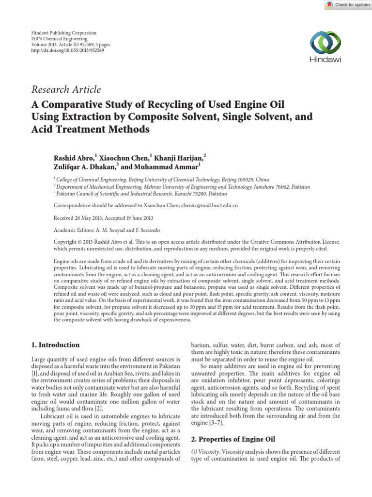 Recycling Used Engine Oil Methods | PDF | Motor Oil | Lubricant