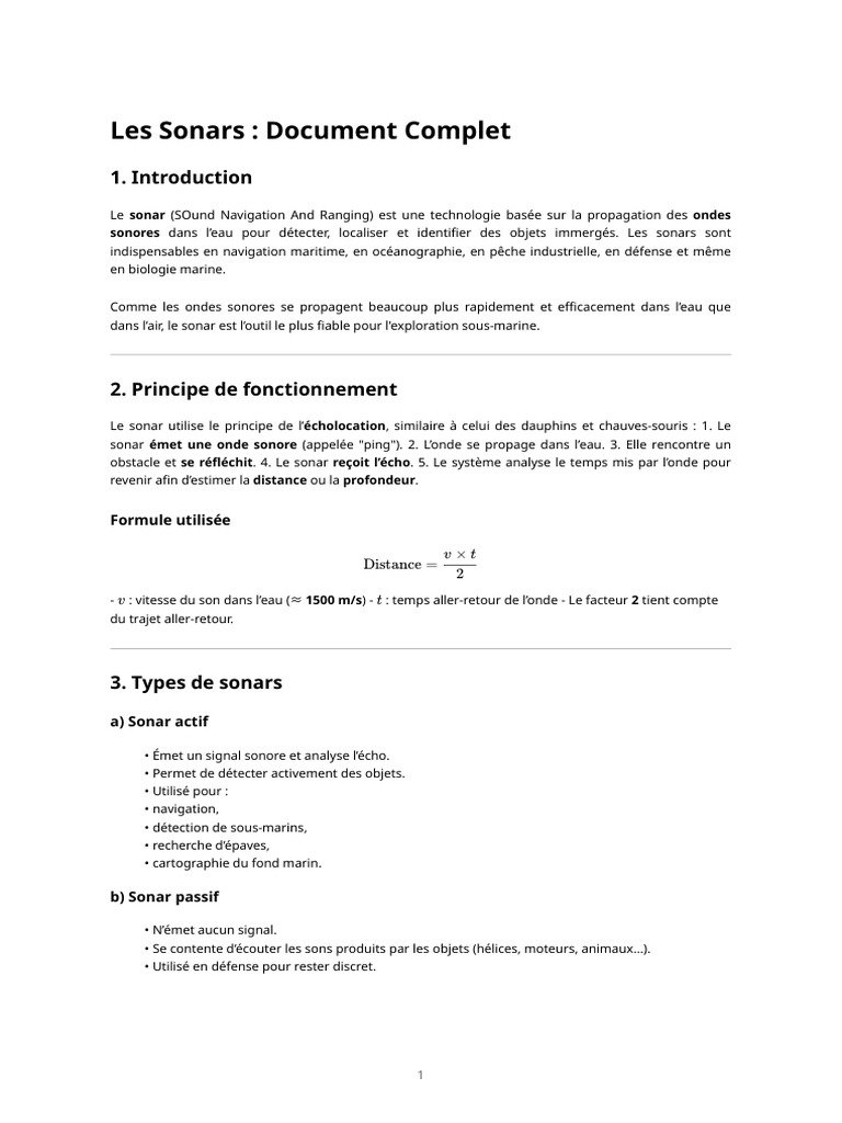 Comprendre le fonctionnement des sonars | PDF | Sonar