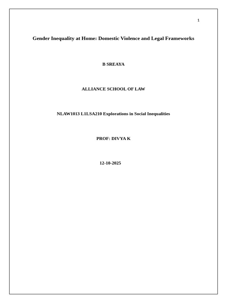 Gender Inequality at Home | PDF | Domestic Violence | Violence