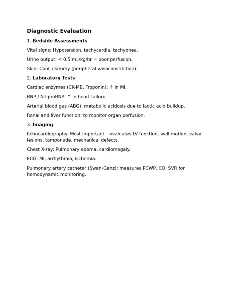 Diagnostic Evaluation of Cardiac Conditions | PDF