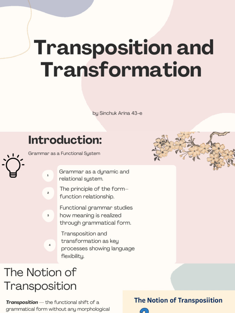 Transposition and Transformation in Grammar | PDF | Syntax | Semantics