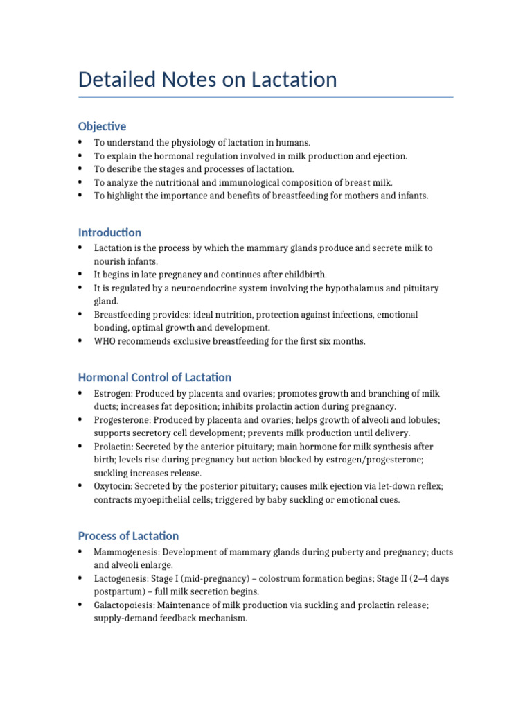 Understanding Human Lactation Process | PDF | Lactation | Breast Milk