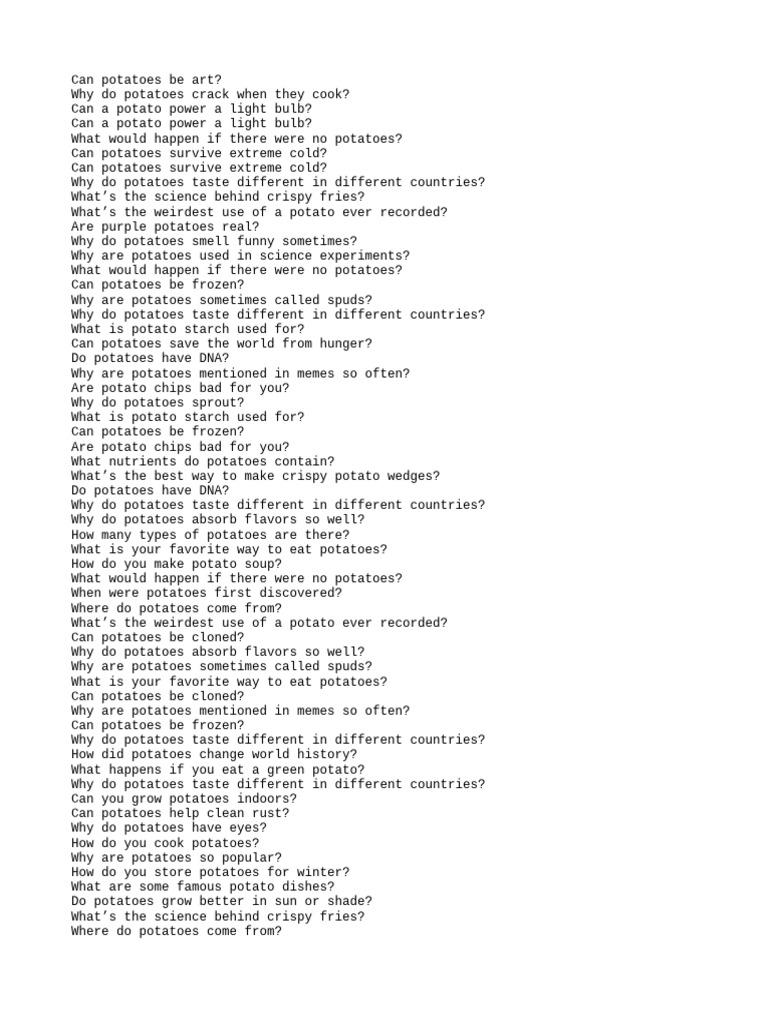 Potato Questions | PDF | Potato | French Fries