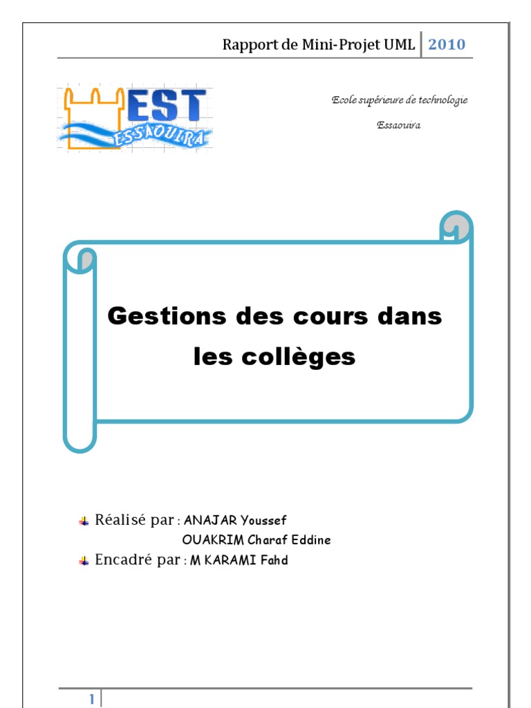 Mini-Projet UML : Gestion des Cours | PDF | Langage de Modélisation ...