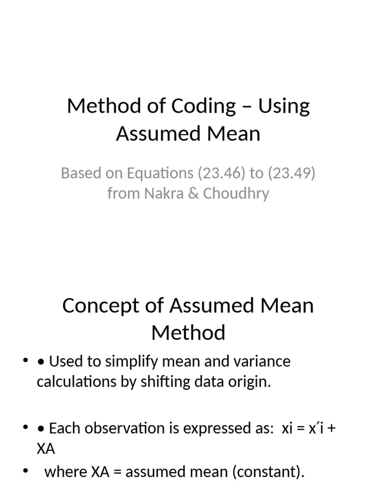 Assumed Mean Method Coding | PDF