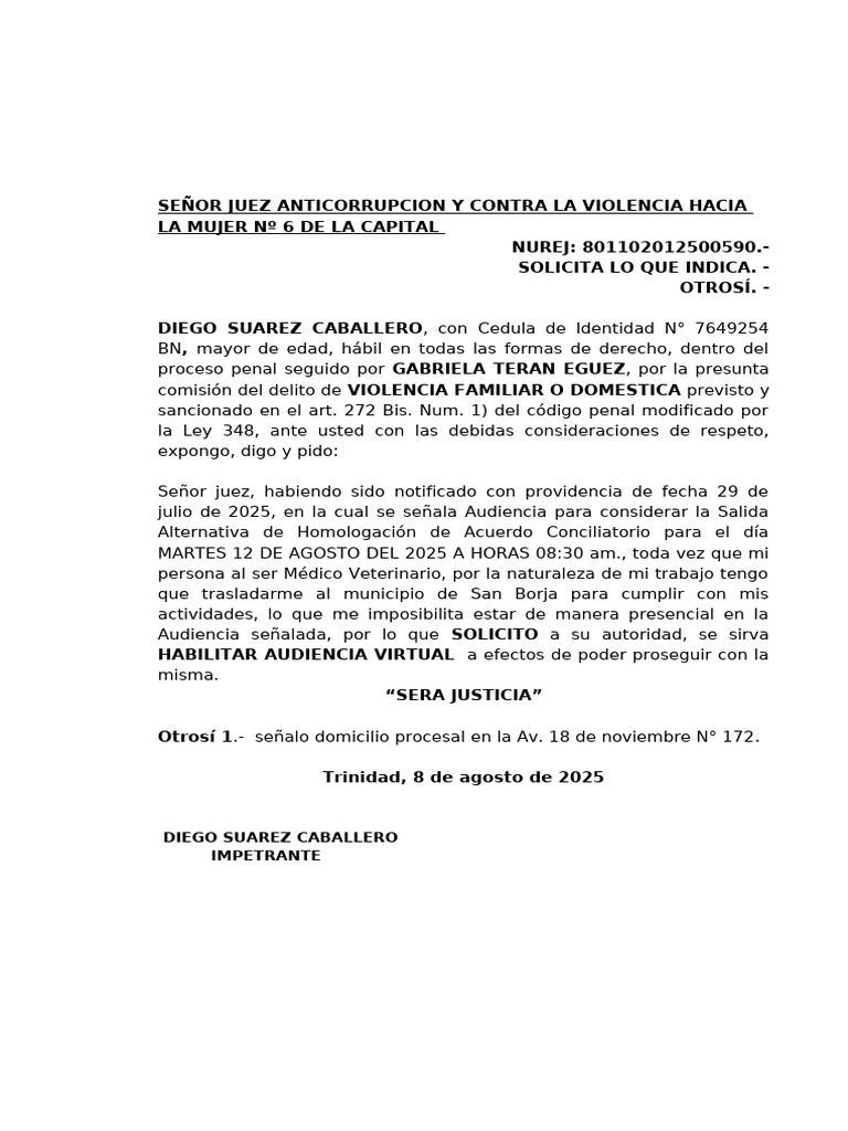 Solicita Audiencia Virtual | PDF | Justicia | Crimen y violencia