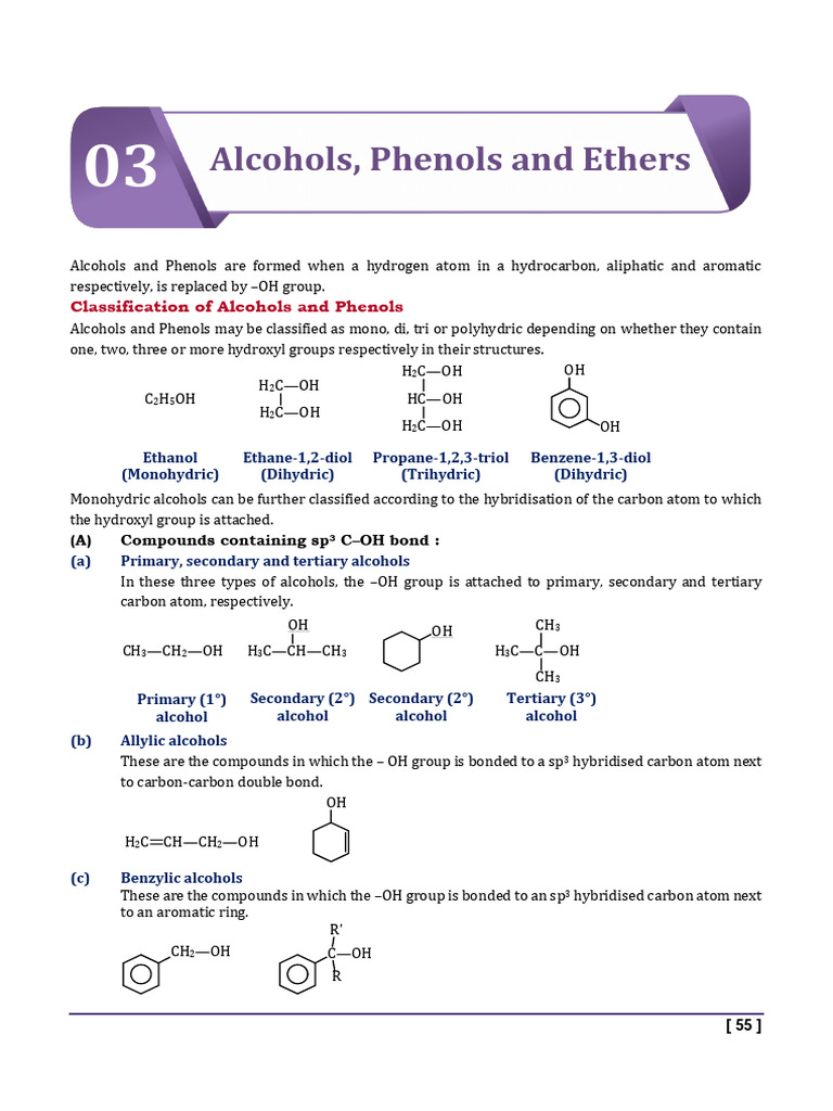 Classification and Preparation of Alcohols | PDF | Ether | Carboxylic Acid
