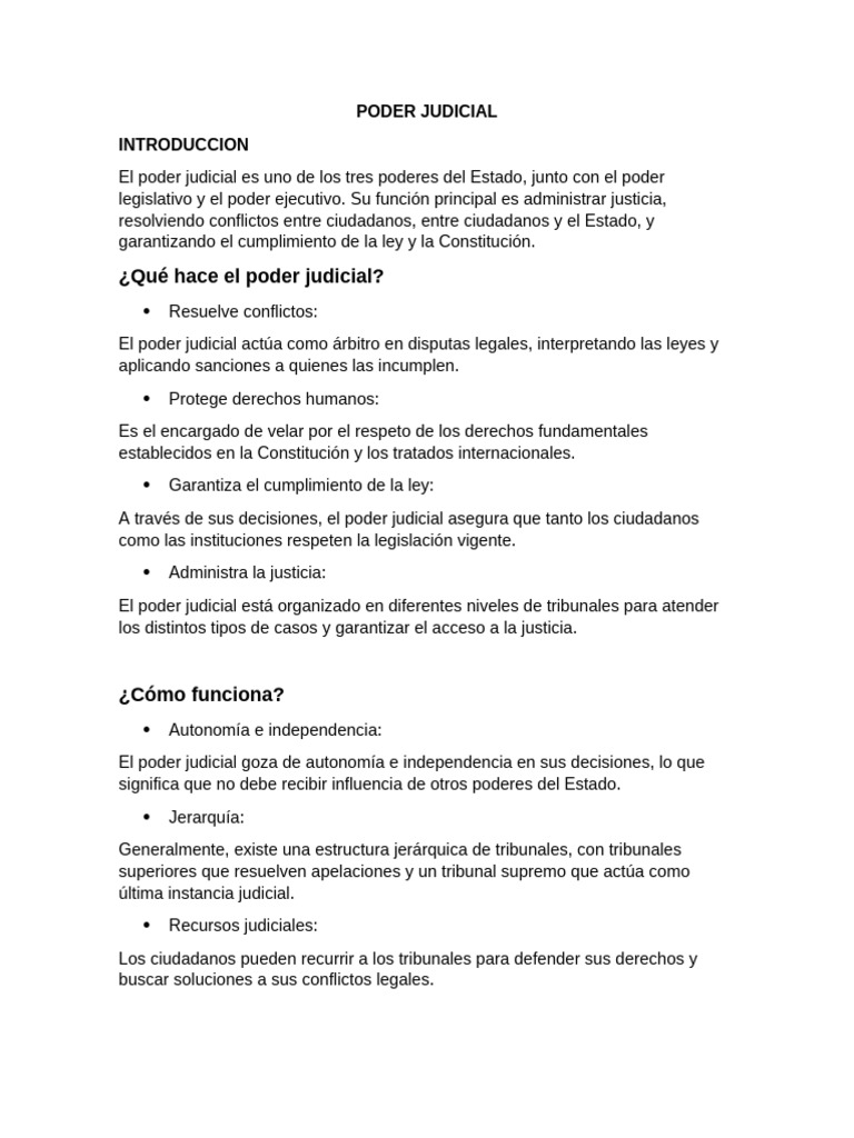 Funciones y Estructura del Poder Judicial | PDF | Judicaturas | Ley Pública
