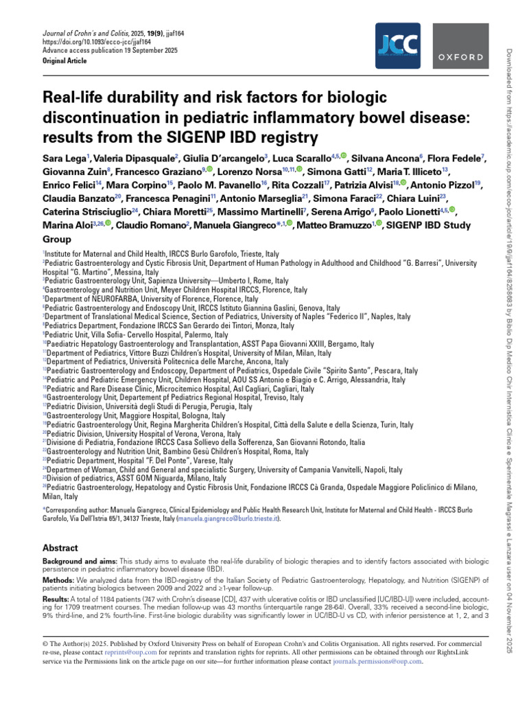 Biologic Discontinuation in Pediatric IBD | PDF | Inflammatory Bowel ...