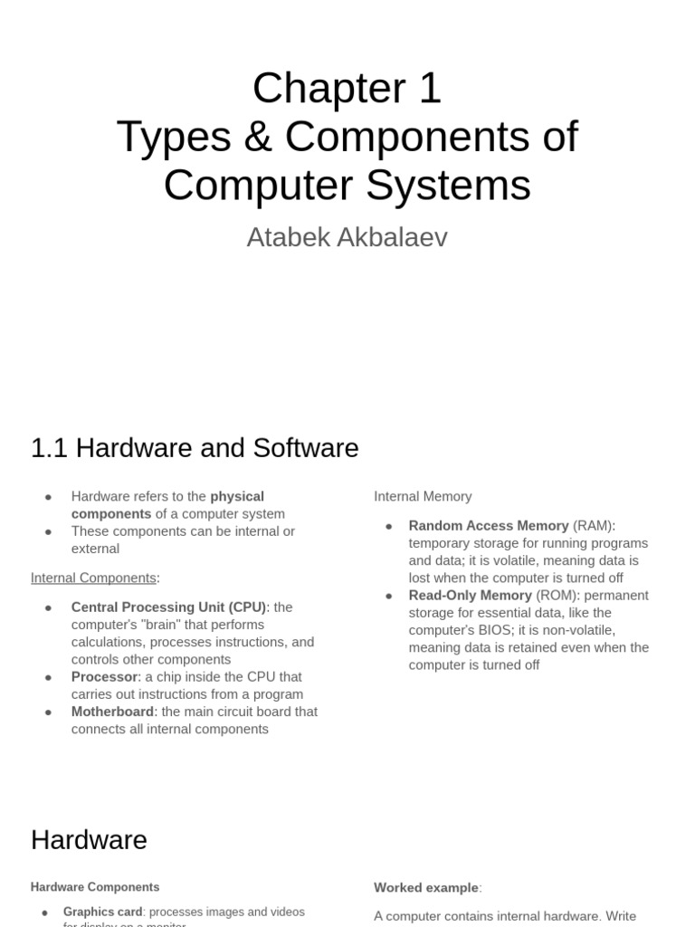 Computer Systems: Hardware & Software Overview | PDF | Computer Data ...