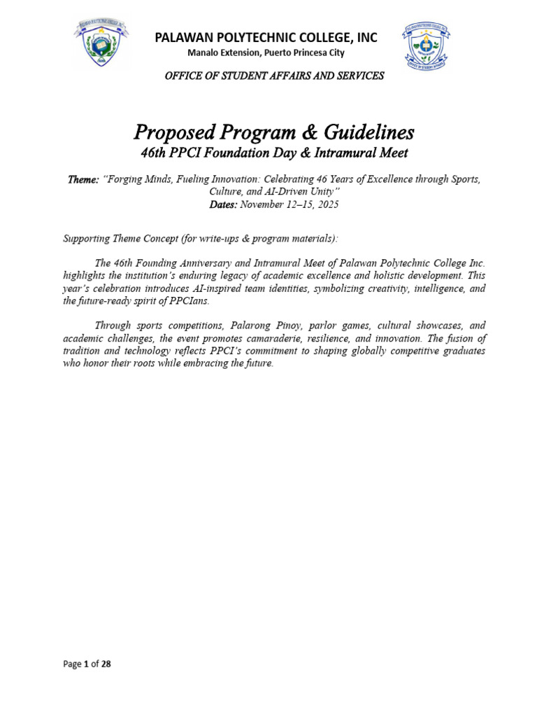 PPCI 46th Foundation Day Program Guide | PDF | Sports | Ball Games