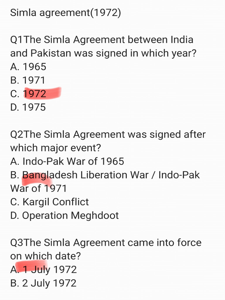 Simla Agreement | PDF