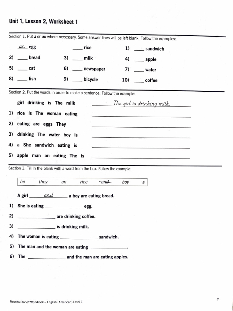 English Level 1 Worksheets Guide | PDF