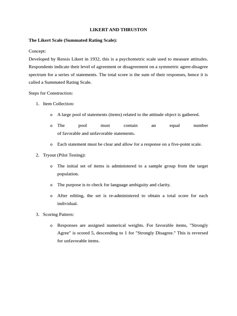Likert and Thruston | PDF | Likert Scale | Evaluation Methods