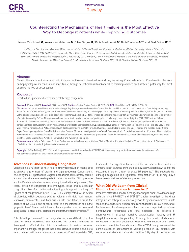 Understanding Congestion in Heart Failure | PDF | Kidney | Edema