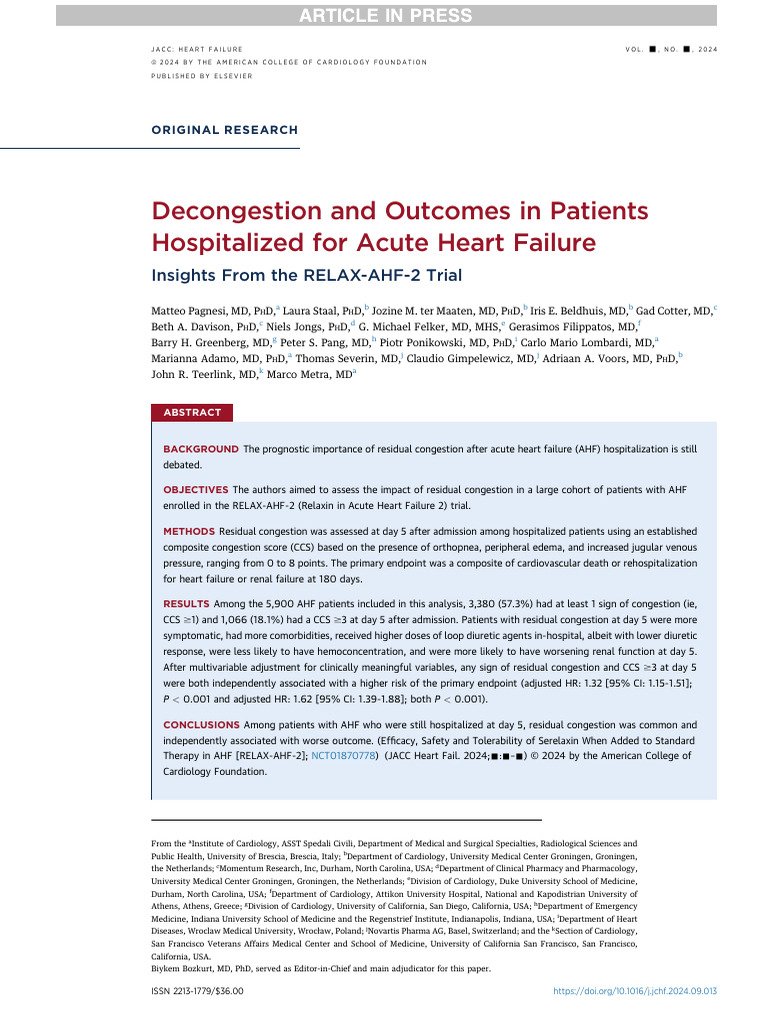 2025 Decongestion and Outcomes in Patients Hospitalized For Acute Heart ...