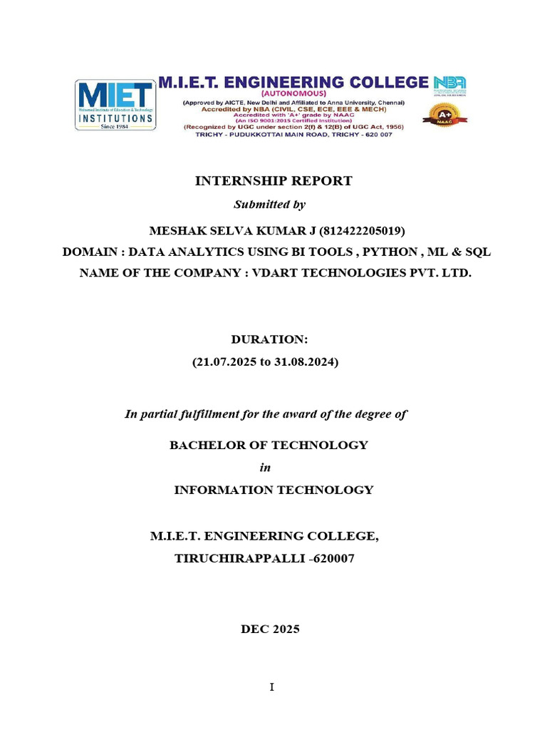 Data Analytics Internship Report 2025 | PDF | Data Analysis | Analytics