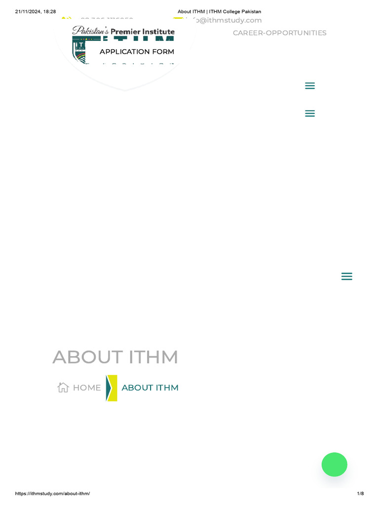 ITHM College: Hospitality Education in Pakistan | PDF