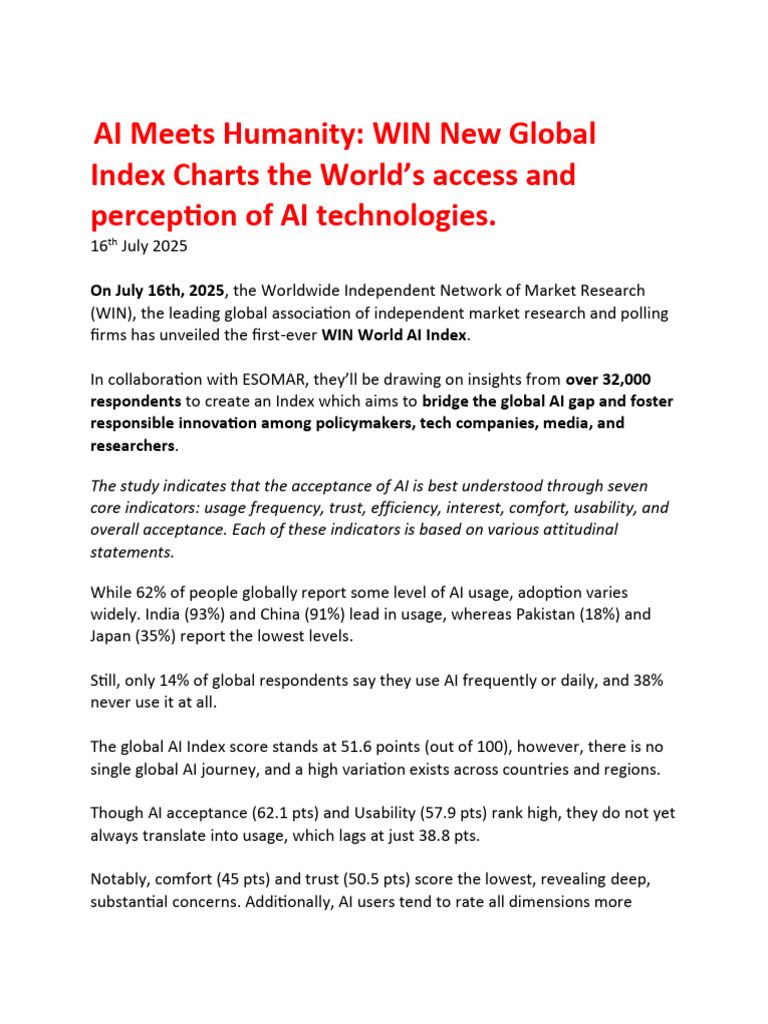 Global AI Index Reveals Usage Insights | PDF | Artificial Intelligence ...