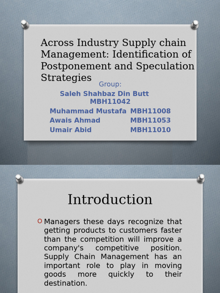 Supply Chain Strategies: Postponement vs. Speculation | PDF | Supply ...