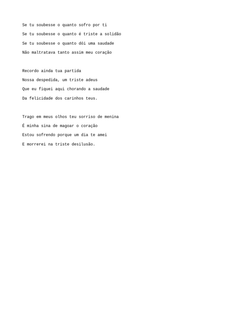 Sofrimento e Saudade de um Amor Perdido | PDF