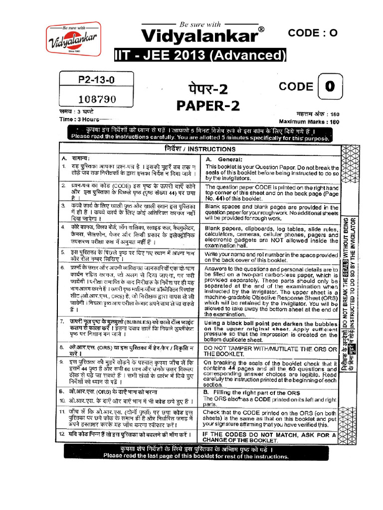 IIT JEE 2013 Advanced Question Paper Solutions | PDF | Atomic Nucleus ...