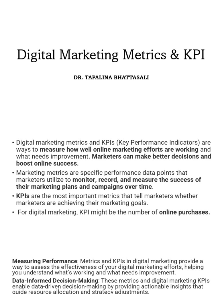 Digital Marketing Metrics KPI | PDF | Performance Indicator | Digital ...