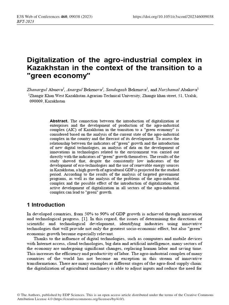 Digitalization of The Agro-Industrial Complex in K | PDF | Agriculture ...