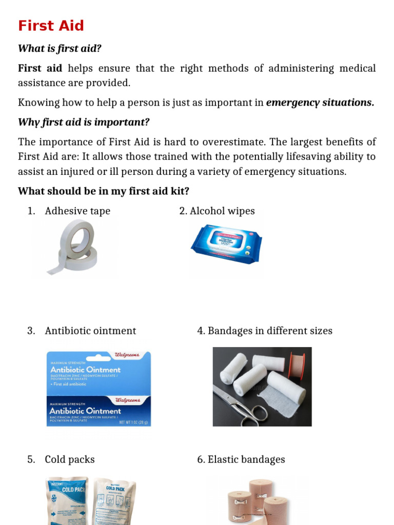 Essential First Aid Guide and Kit | PDF | Burn | First Aid