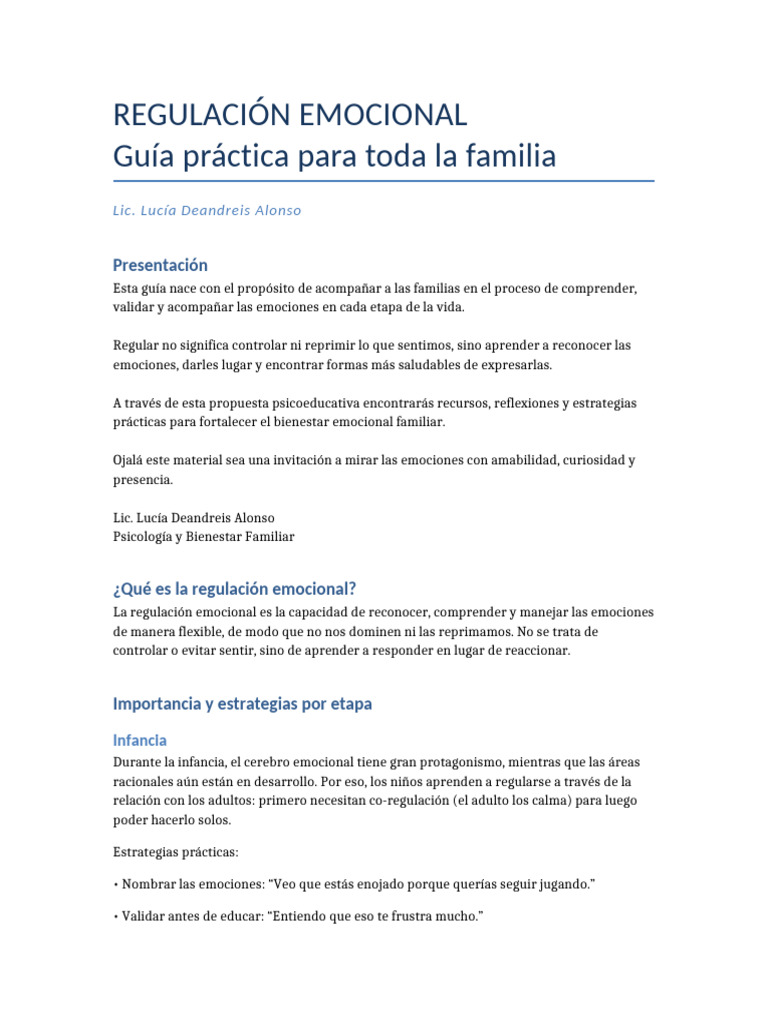 Guía Familiar de Regulación Emocional | PDF | Las emociones ...