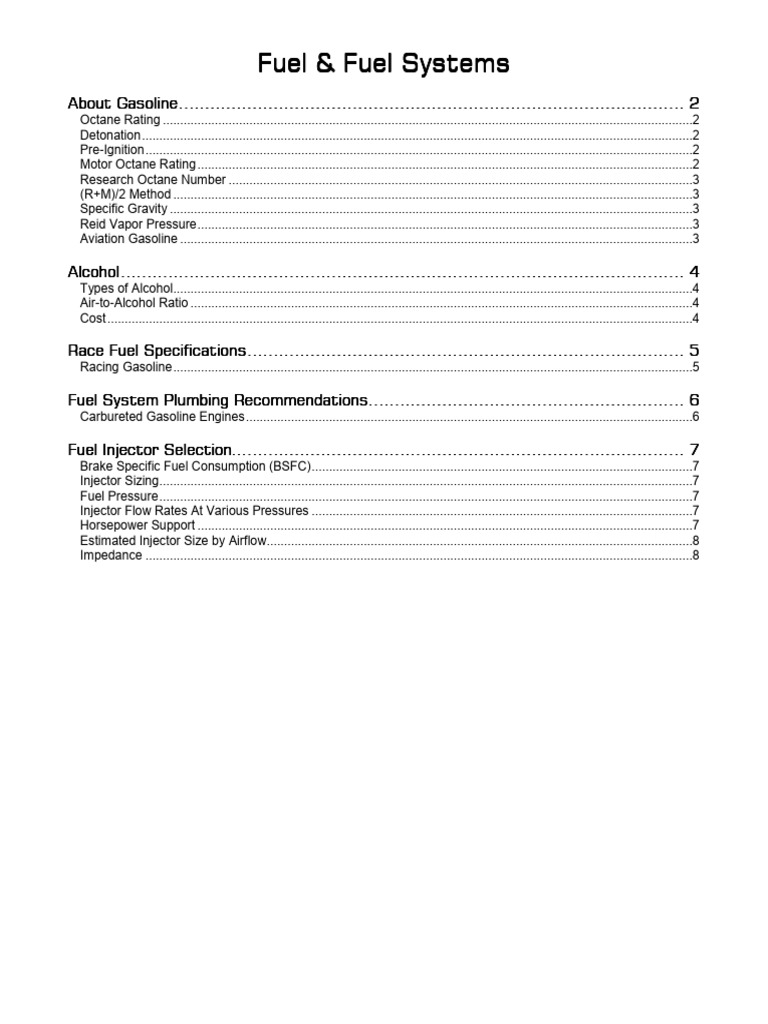 Fuel Systems | PDF | Gasoline | Horsepower