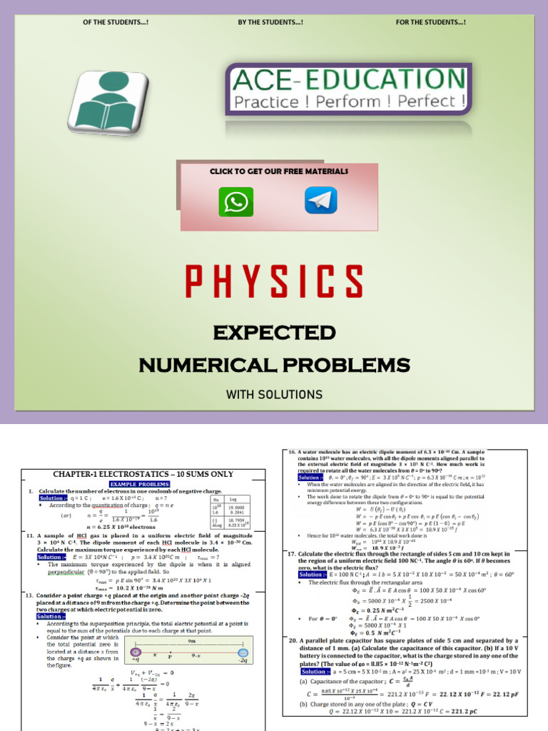 Physics Numerical Problems & Solutions | PDF