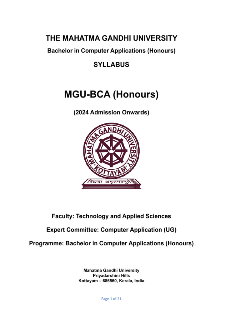 BCA Honours Syllabus 2024 - MGU | PDF | Computer Security | Security