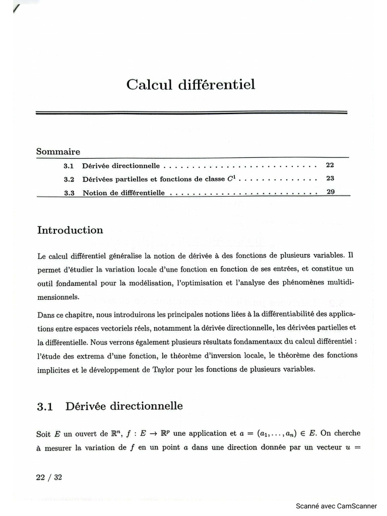 Chapitre 3 Calcul Différentiel. | PDF