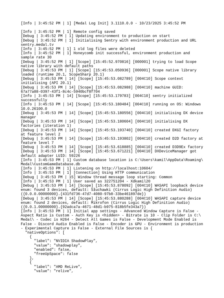 Medal Log Initialization Report | PDF | Software | Computer Hardware