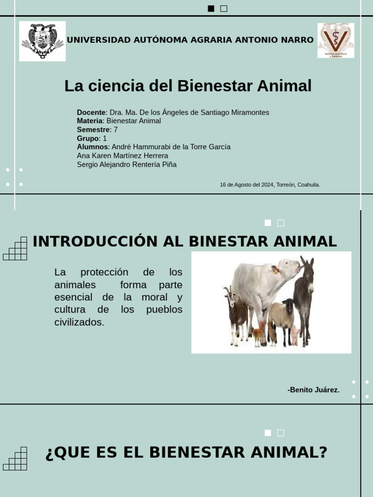 Exposición Bienestar Animal 1.2.3.4.5.6 | PDF | Bienestar de los ...