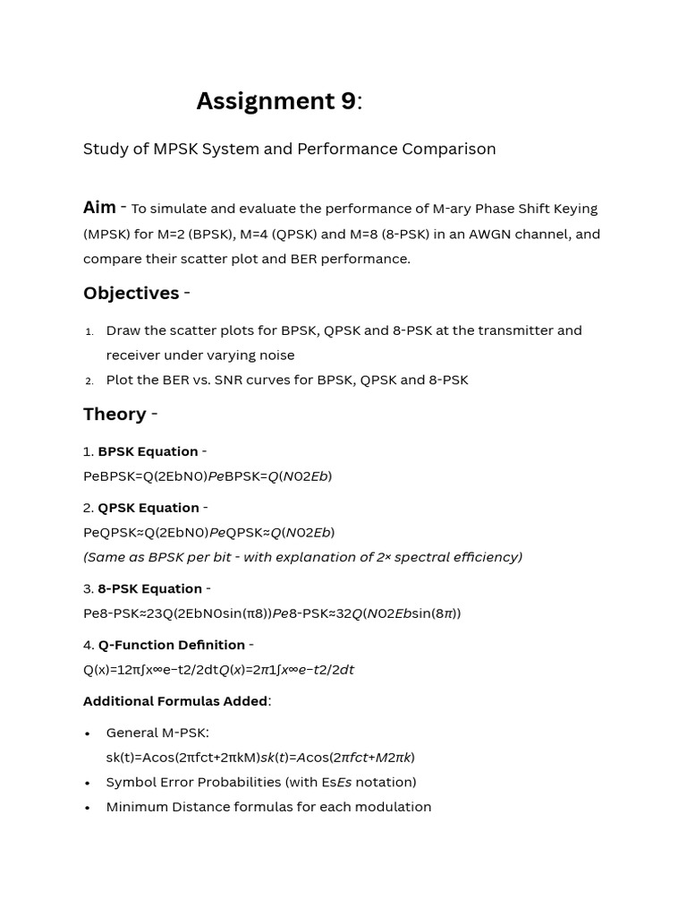 MPSK System Performance Analysis | PDF | Telecommunications Engineering ...