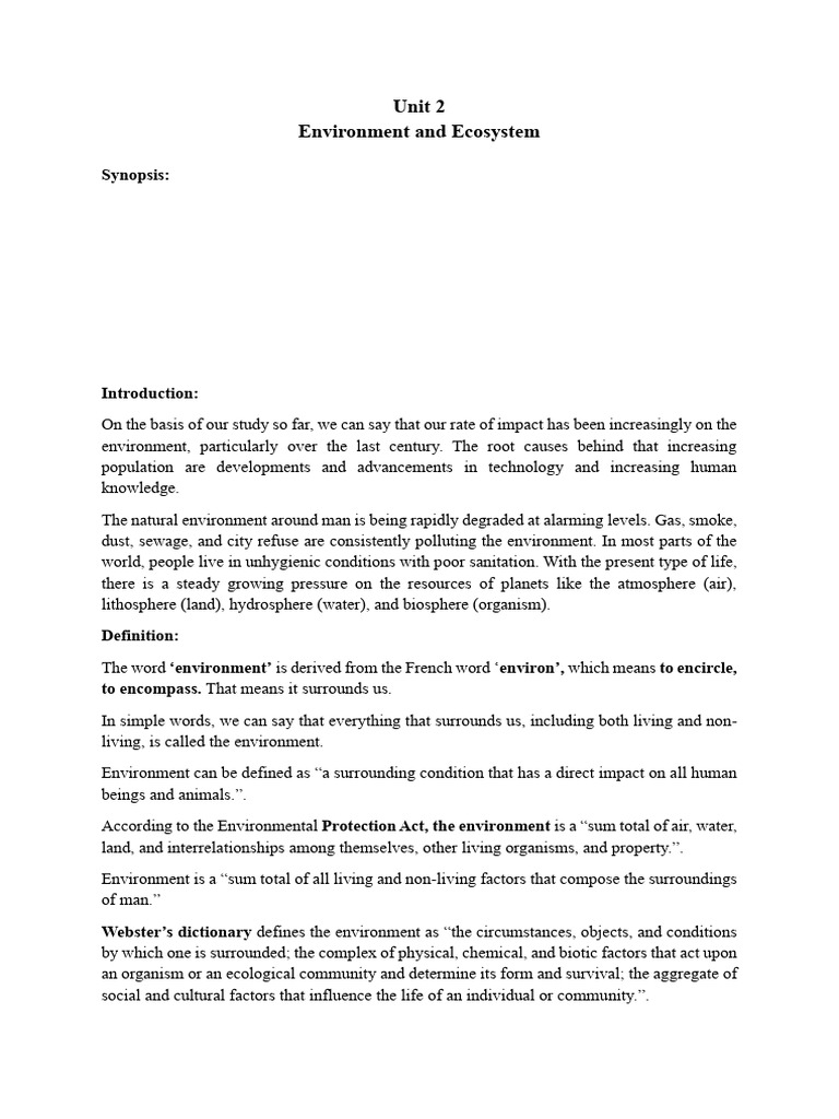 Unit 2 Environment Adn Ecosystem | PDF | Ecosystem | Forests