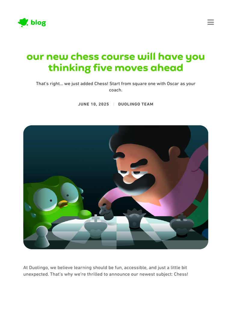 Duolingo Launches Interactive Chess Course | PDF | Learning | Cognition
